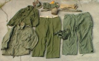 Old Us Army M1951 Korean War Era Combat Uniform Jacket / Pants / Hat / More