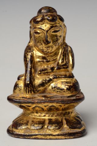 19th Century,  Mandalay,  Antique Burmese Wooden Seated Lotus Buddha