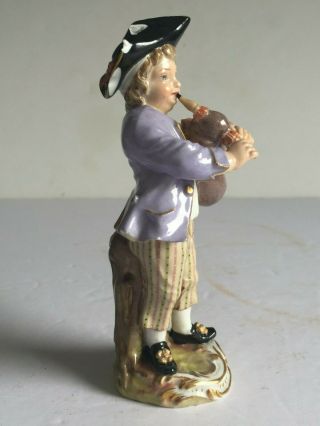 Antique Meissen Porcelain Figure BOY WITH BAGPIPES Incised Marks KAENDLER 10
