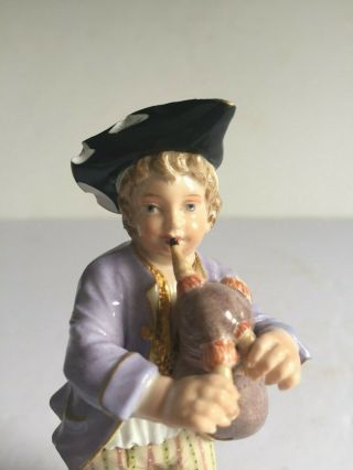 Antique Meissen Porcelain Figure BOY WITH BAGPIPES Incised Marks KAENDLER 5