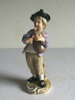 Antique Meissen Porcelain Figure BOY WITH BAGPIPES Incised Marks KAENDLER 6