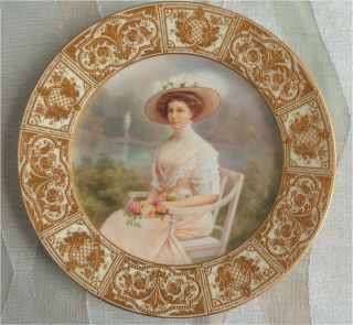Vienna Porcelain Plate Hand Painted Portrait Princess Victoria Luise By Wagner