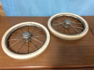 2 Vintage Wire Spoke Baby Buggy Carriage Stroller Wheels 11 1/2” 2
