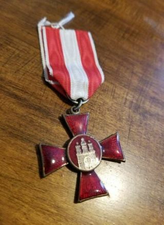 Wwi Imperial Germany Hanseatic Cross Of " Hamburg " W Ribbon