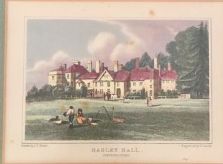 Artist Proof - Hagley Hall - Hand Tinted Engraving:S.  Lacey - Drawing:J.  P.  Neale - c1830 2