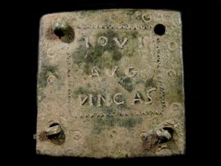 Extremely Rare Iovi Avg Vincas Inscribed Roman Military Bronze Belt Mount,