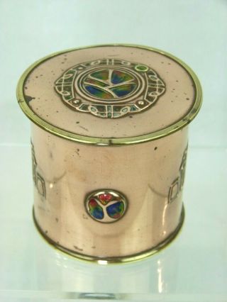 A Stunning Art Nouveau/ Arts & Crafts Copper and Enamel String Box.  Liberty & Co 2