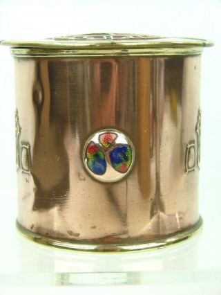 A Stunning Art Nouveau/ Arts & Crafts Copper and Enamel String Box.  Liberty & Co 4