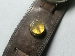 WW1 WRISTWATCH Swiss CIVIC Trench Watch w/ Leather Band Compass Antique 5