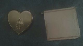Vintage Usn United States Navy Powder Compact Heart Shaped