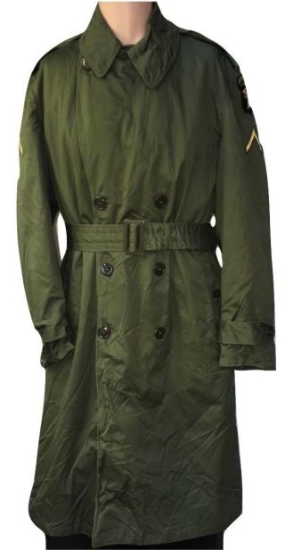 1953 Korean War Us Army Overcoat Cotton Og 107 Wool Liner Sz Med 101st Airborne
