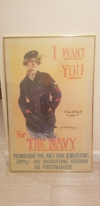 Wwi Recuriting Poster By Howard Christy " I Want You For The Navy.