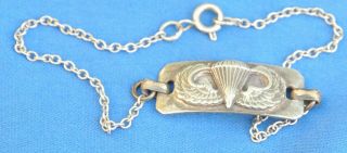 Vintage Sterling Silver Us Army Paratrooper Id Bracelet 8  728