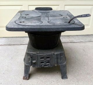 Antique Montgomery Ward 4 Burner Wood Cook Stove 04 - Abf - 310a Black Cast Iron