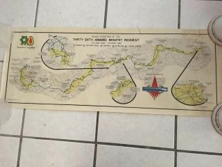 Major Operations 36th Armored Infantry Reg.  W.  W.  Ii Map,  Not A Reprint