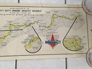 MAJOR OPERATIONS 36TH ARMORED INFANTRY REG.  W.  W.  II MAP,  Not A Reprint 2