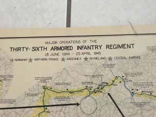 MAJOR OPERATIONS 36TH ARMORED INFANTRY REG.  W.  W.  II MAP,  Not A Reprint 5