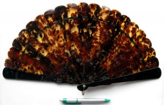 Fine Antique Chinese Faux Tortoiseshell Schildpatt Fan Export C 1880 清朝 Qing Era