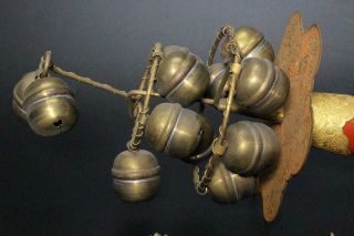 SG42 Japanese Antique Brass kagura - suzu (bell for Kagura) Shinto shrine maiden 2