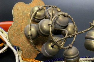 SG42 Japanese Antique Brass kagura - suzu (bell for Kagura) Shinto shrine maiden 6
