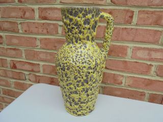 Xl Scheurich W Germany Fat Lava Glaze Yellow Ewer Vase Mid Century Modern 13 3/4