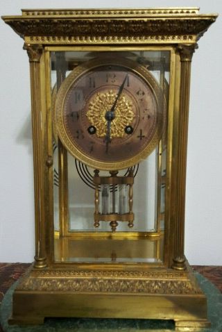 French Crystal Regulator Clock,  Double Barrel Pendulum