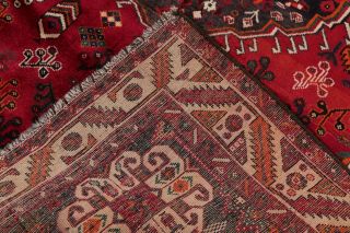 VINTAGE Geometric Tribal Persian Oriental Hand - Knotted WOOL 6x8 RED Area Rug 11