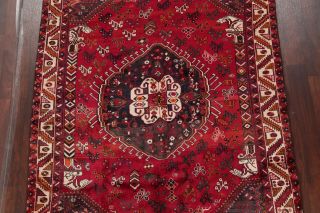 VINTAGE Geometric Tribal Persian Oriental Hand - Knotted WOOL 6x8 RED Area Rug 3