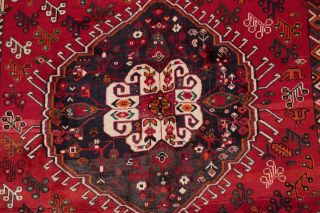 VINTAGE Geometric Tribal Persian Oriental Hand - Knotted WOOL 6x8 RED Area Rug 4