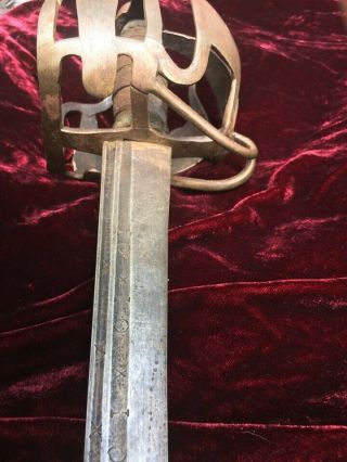 18th c.  American revolution era Scottish basket hilt back sword broadsword 10