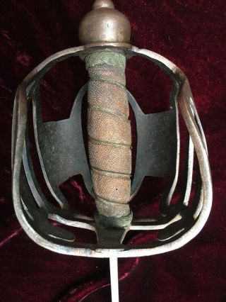 18th c.  American revolution era Scottish basket hilt back sword broadsword 6