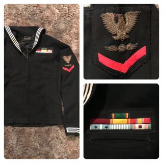 Korean War Private Purchase Navy Jumper Top W Custom Ribbons And Bullion Rate