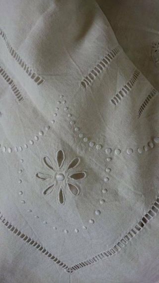 EXCEPTIONAL QUALITY ANTIQUE FRENCH EMBROIDERED PURE LINEN TROUSSEAU SHEET c1890 11