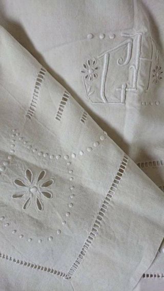 Exceptional Quality Antique French Embroidered Pure Linen Trousseau Sheet C1890