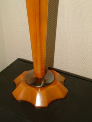 ORANGE CATALIN PHENOLIC BAKELITE CHROME ART DECO LAMP LAMPE RARE ESSO SHADE 3