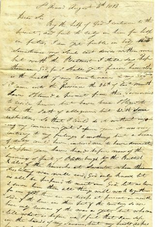 1813 Plattsburgh Ny Letter From Missionary In Canada With War Of 1812 Content