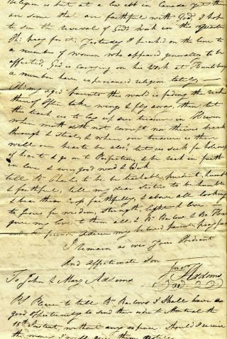 1813 PLATTSBURGH NY LETTER FROM MISSIONARY IN CANADA WITH WAR OF 1812 CONTENT 2