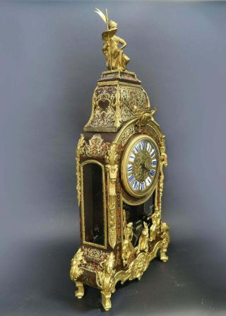 Bohemian Monumental French Antique Boulle & Figural Bronze Clock Bronze & Wood 2