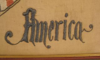 American folk art 27 star Flag Shield embroidered silk RARE antique 1845 Florida 4