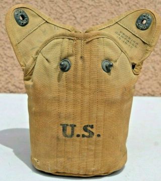 Us Wwi Canteen Web Belt Pouch Ww1 U.  S.  Military Rare Maker Stamp Campbell 1918
