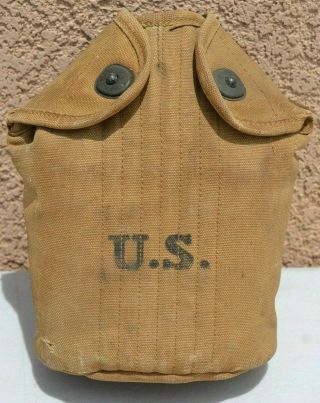 US WWI CANTEEN WEB BELT POUCH WW1 U.  S.  MILITARY RARE MAKER STAMP CAMPBELL 1918 9