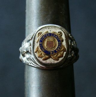 Antique Vintage World War II United States Coast Guard Sterling Silver Ring 9