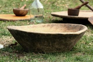 Wooden Bowl Large Dough Bowl Trencher Antique Bowl Farmhouse Primitive Decor 10