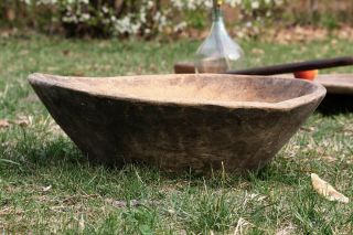 Wooden Bowl Large Dough Bowl Trencher Antique Bowl Farmhouse Primitive Decor 5