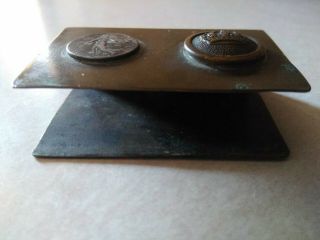 VINTAGE 1918 WW1 U.  S.  ID ' d,  MATCH BOX COVER,  TRENCH ART,  BULLET,  BUTTON,  COIN 4
