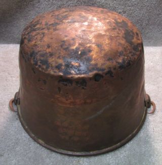 Antique (mid to late 1800 ' s) copper/brass cooking pot,  9in x 7 in,  VG 2