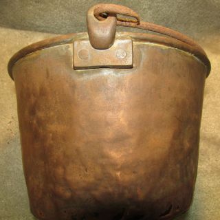 Antique (mid to late 1800 ' s) copper/brass cooking pot,  9in x 7 in,  VG 4