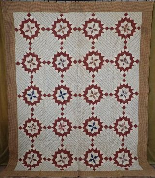 So Early Pre 1830 Antique Star Quilt Incredible Fabric Selection Museum Nj Prov