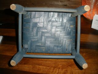 Country Primitive Blue Painted Wood Chair Woven Seat Doll Bear FARMHOUSE DECOR 5