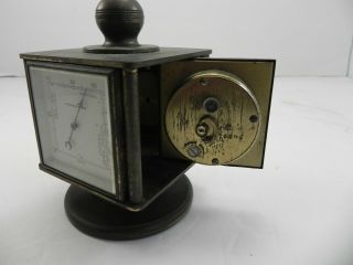 Vintage Remembrance Swiss Desk Clock Weather Station Barometer Hygrometer